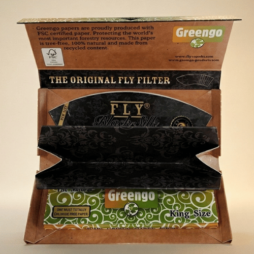 Greengo Fly Black Silk King Size Zıvanalı Sarma Kağıdı