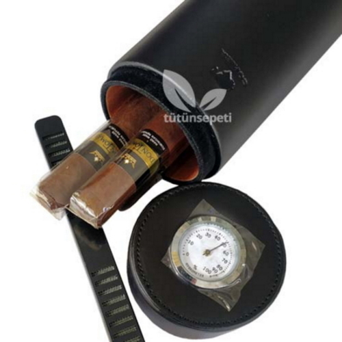 Cohiba Silindir Humidor - Deri Puro Kutusu